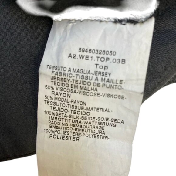 Weekend Max Mara silk panel long sleeve top black women's size L - Picture 8 of 10